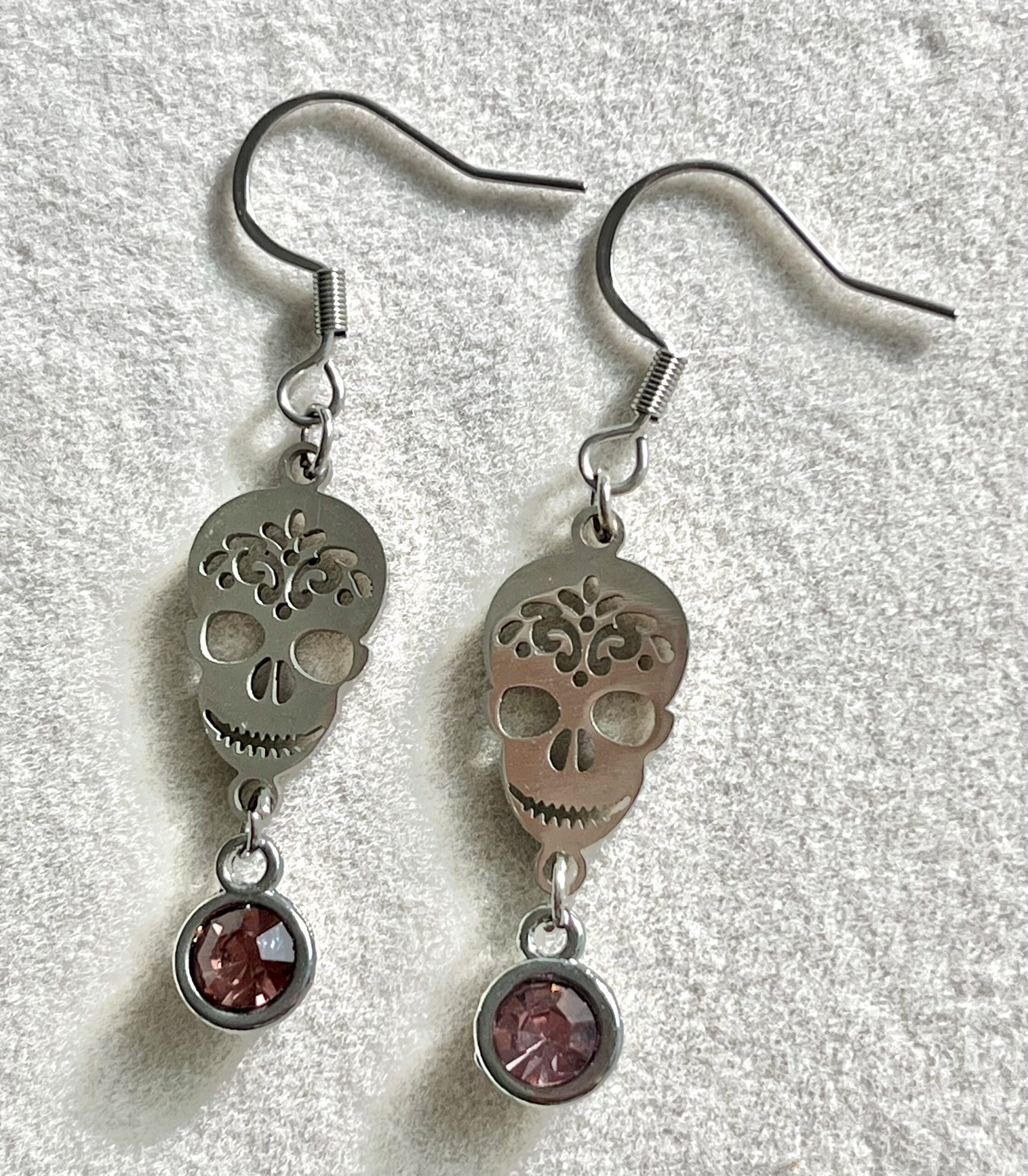 Customized Sugar Skull Earrings (Silver Tone) - Image 2