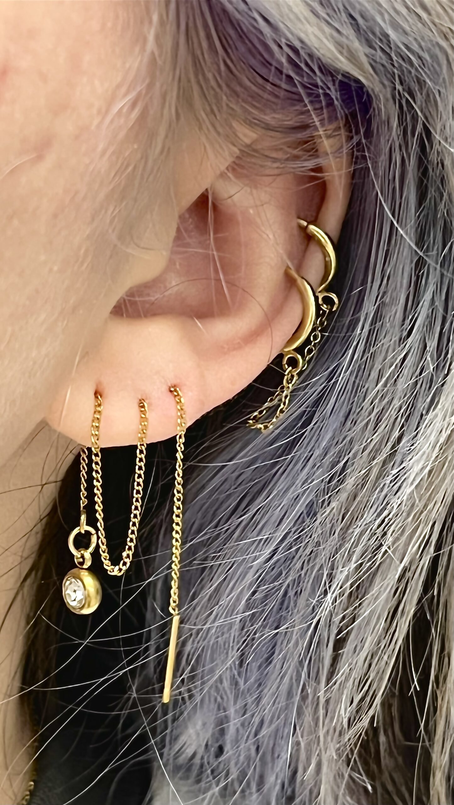 Customized Threader Earrings (Gold Tone)